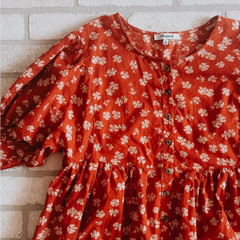 Women’s Madewell Boho Floral Cotton Dolman Blouse | Puff Sleeves | Size Medium